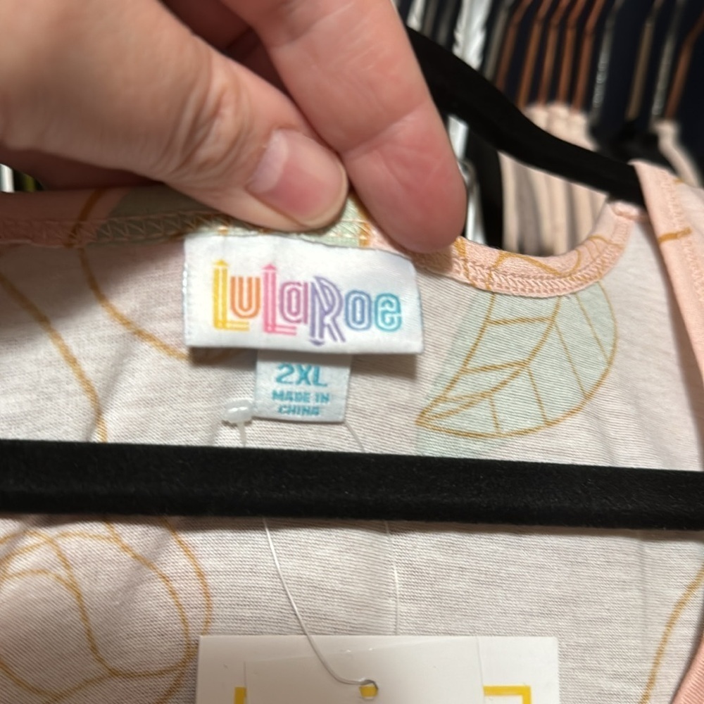 LuLaRoe Rose Print Tank Top - Blush/Green - Picture 4 of 4
